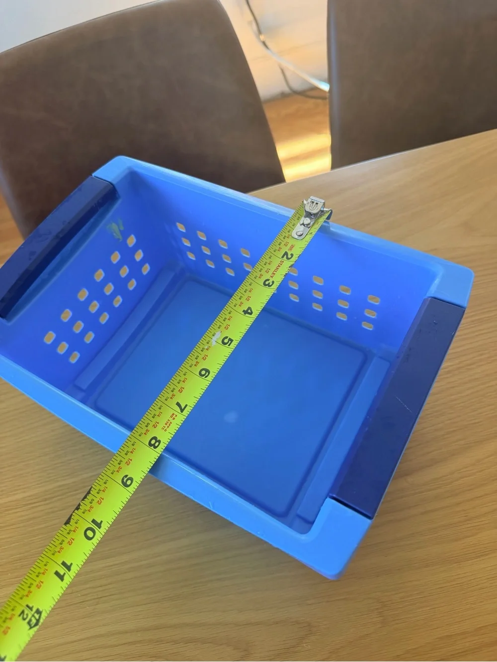 Blue Plastic Storage Basket with Dark Blue Handles - Home Accents